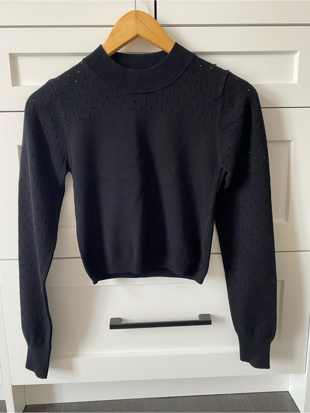 Wilfred Black Eyelet Knit Mockneck Sweater